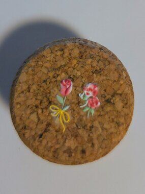 Brand New Hand Crafted Magnet Created from Champagne Cork Featuring Flowers